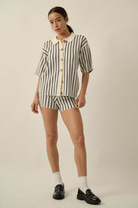 Cabana Club Striped Knit Button-Up Resort Shirt - ShopPromesa