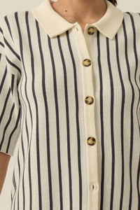 Cabana Club Striped Knit Button-Up Resort Shirt - ShopPromesa