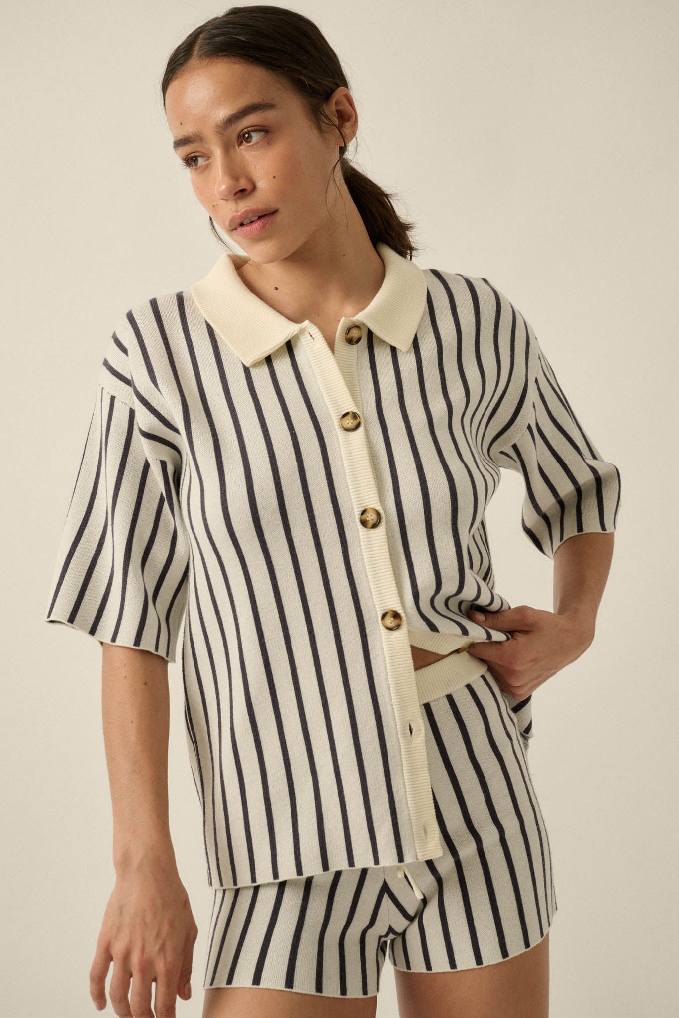 Cabana Club Striped Knit Button-Up Resort Shirt - ShopPromesa