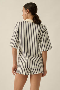 Cabana Club Striped Knit Button-Up Resort Shirt - ShopPromesa