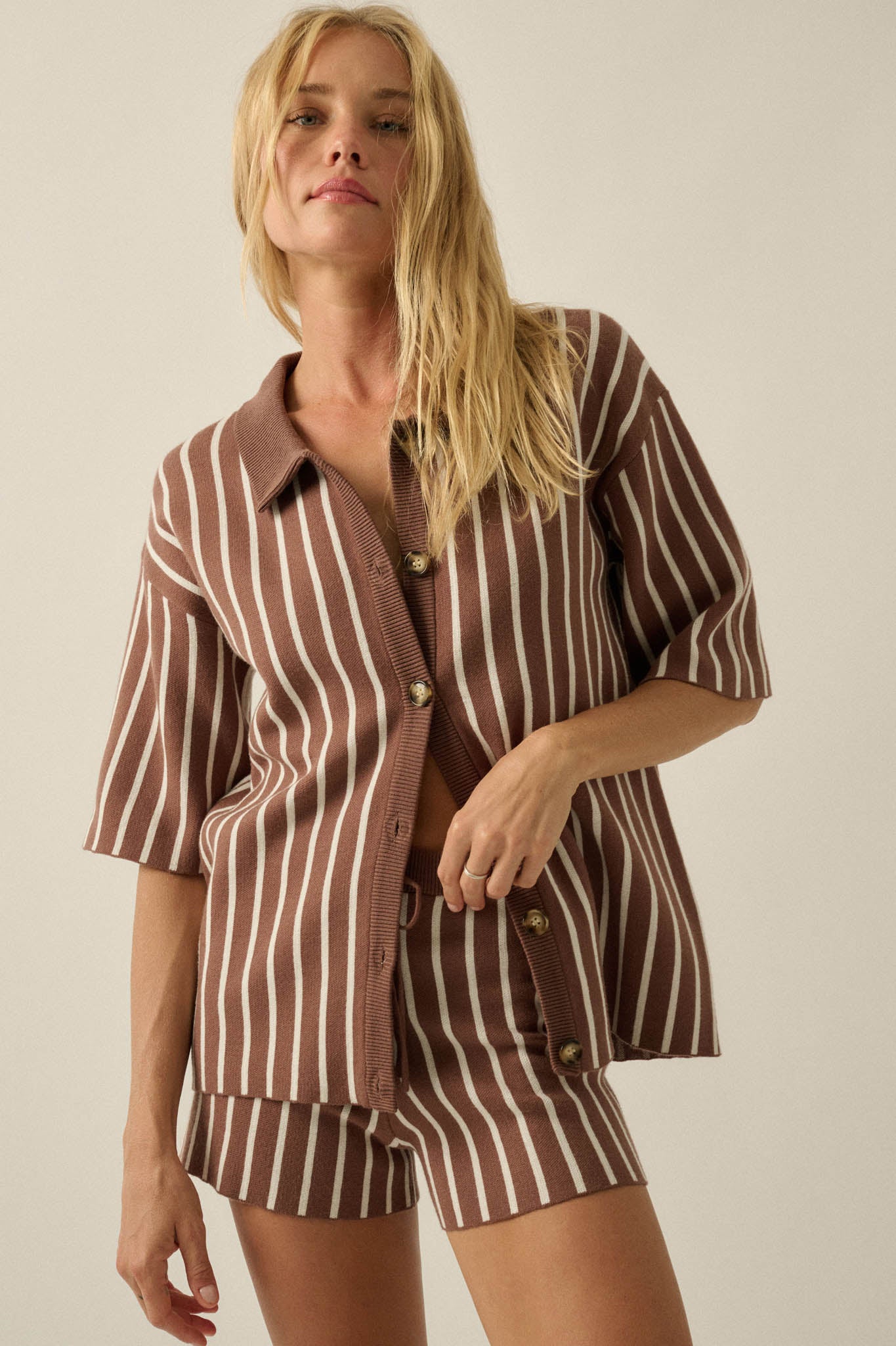Cabana Club Striped Knit Button-Up Resort Shirt - ShopPromesa