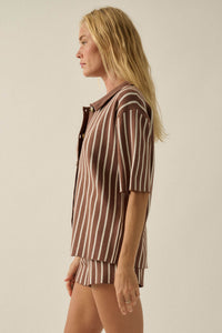 Cabana Club Striped Knit Button-Up Resort Shirt - ShopPromesa
