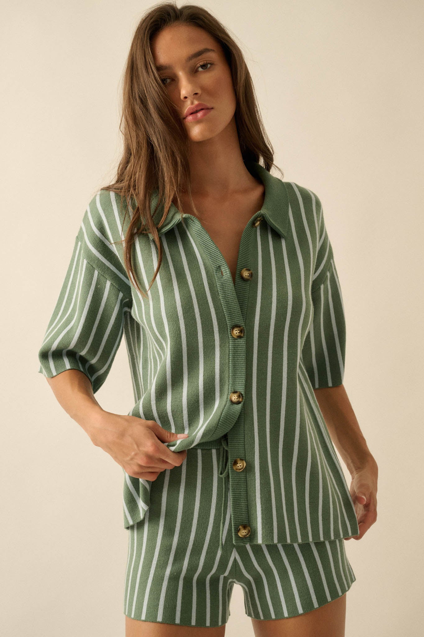 Cabana Club Striped Knit Button-Up Resort Shirt - ShopPromesa
