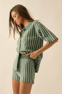 Cabana Club Striped Knit Button-Up Resort Shirt - ShopPromesa