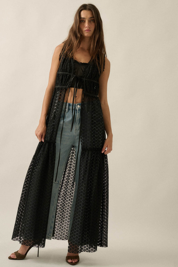 Sunshine Day Sheer Crochet Lace Maxi Top - ShopPromesa