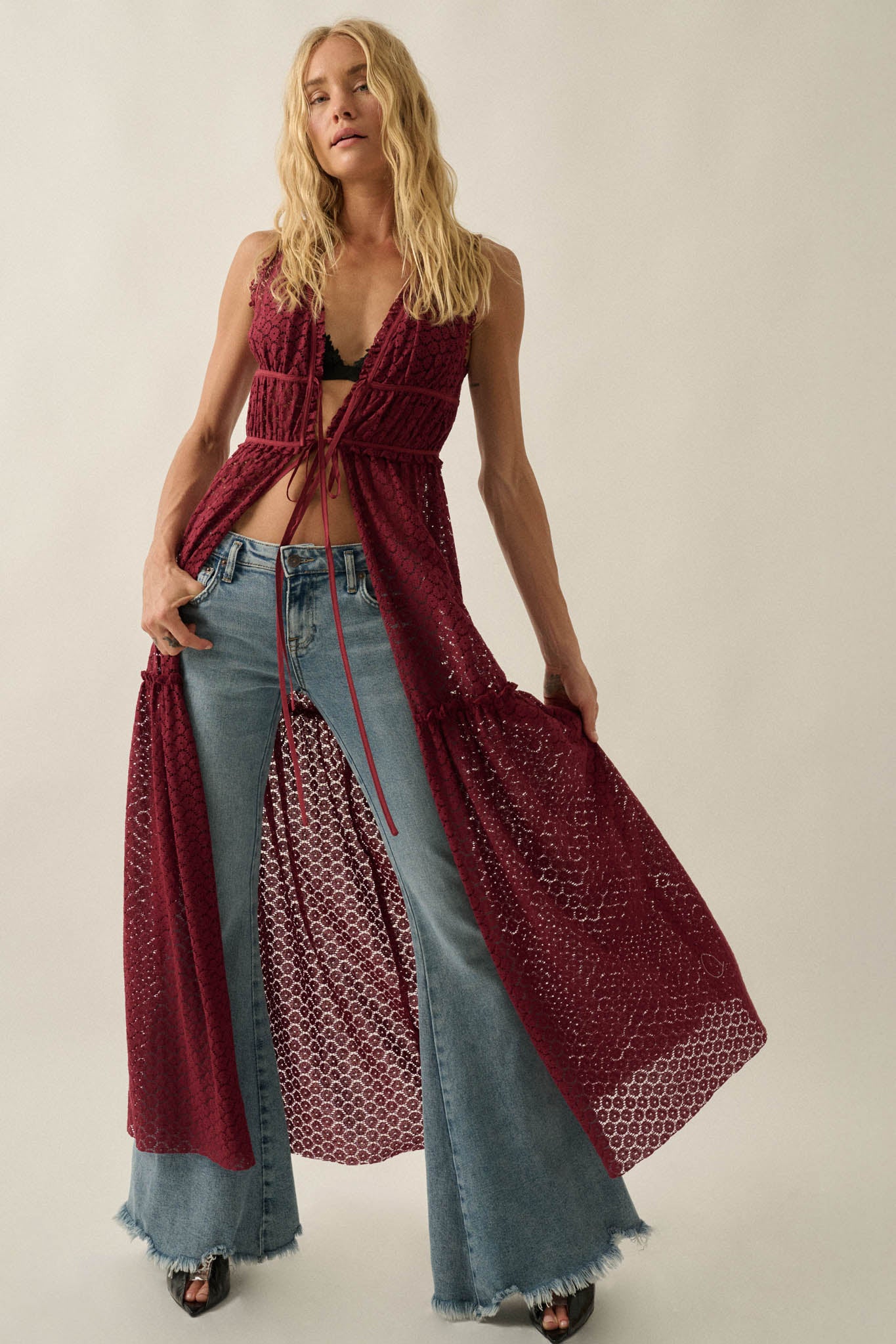 Sunshine Day Sheer Crochet Lace Maxi Top - ShopPromesa