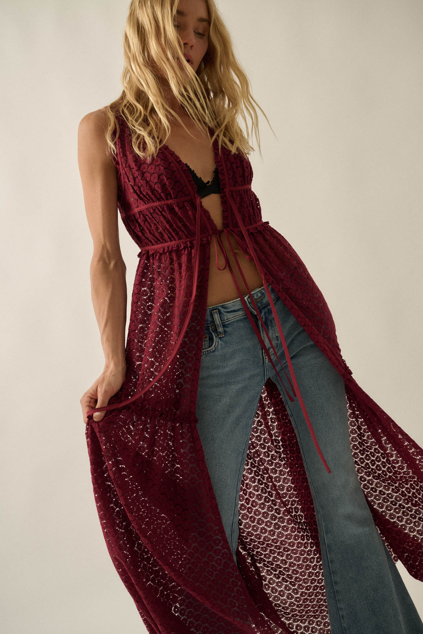 Sunshine Day Sheer Crochet Lace Maxi Top - ShopPromesa