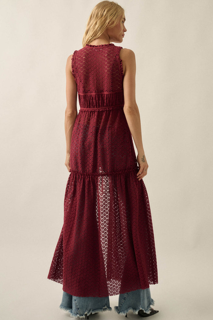 Sunshine Day Sheer Crochet Lace Maxi Top - ShopPromesa