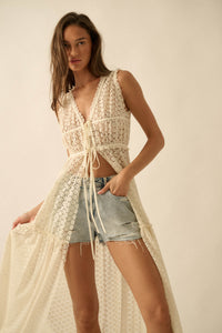 Sunshine Day Sheer Crochet Lace Maxi Top - ShopPromesa