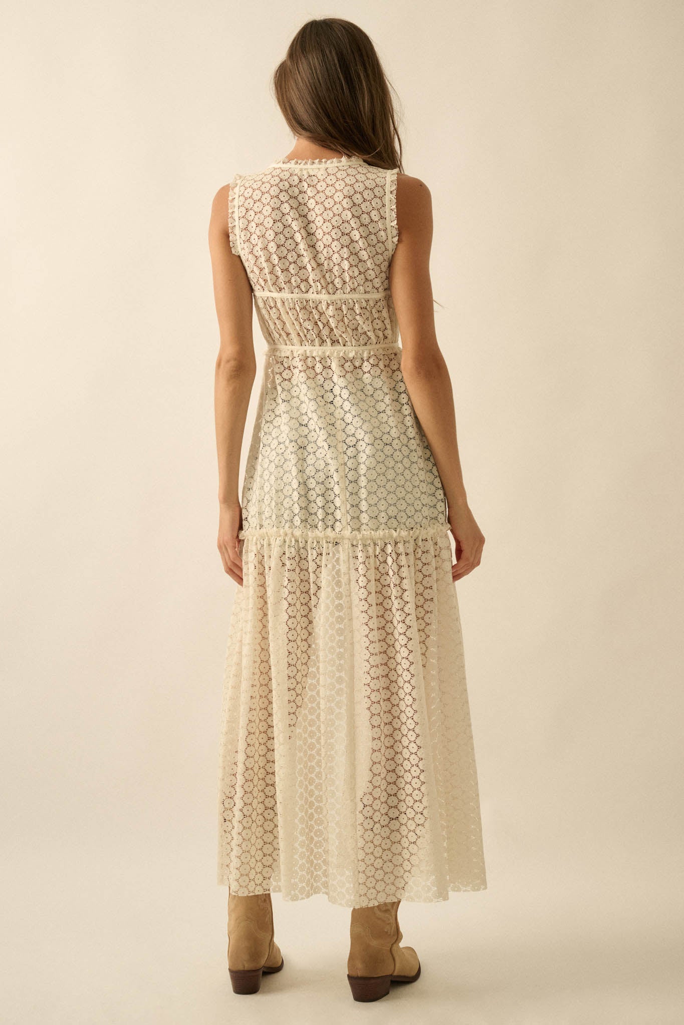 Sunshine Day Sheer Crochet Lace Maxi Top - ShopPromesa
