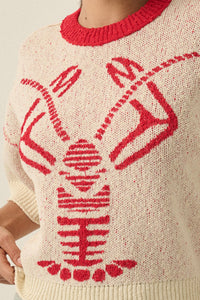 Rock Lobster Jacquard-Knit Short-Sleeve Sweater - ShopPromesa