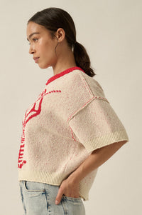 Rock Lobster Jacquard-Knit Short-Sleeve Sweater - ShopPromesa