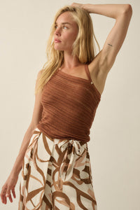 Cool Summer Ladder-Knit Asymmetrical Tank Top - ShopPromesa