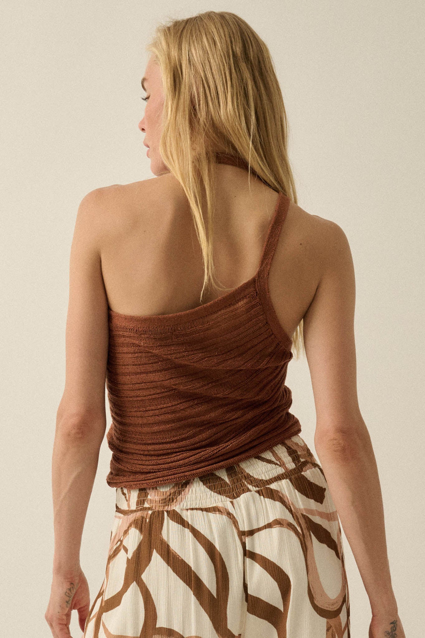 Cool Summer Ladder-Knit Asymmetrical Tank Top - ShopPromesa