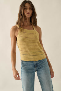 Cool Summer Ladder-Knit Asymmetrical Tank Top - ShopPromesa