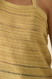 Cool Summer Ladder-Knit Asymmetrical Tank Top - ShopPromesa