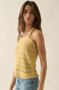 Cool Summer Ladder-Knit Asymmetrical Tank Top - ShopPromesa