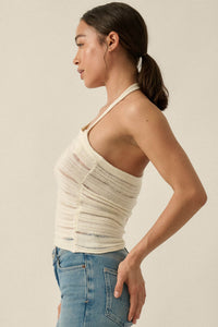 Cool Summer Ladder-Knit Asymmetrical Tank Top - ShopPromesa