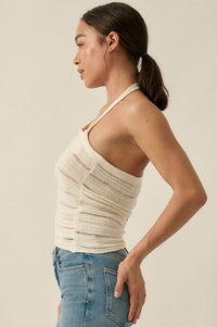 Cool Summer Ladder-Knit Asymmetrical Tank Top - ShopPromesa