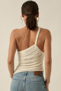 Cool Summer Ladder-Knit Asymmetrical Tank Top - ShopPromesa