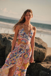 Iconic Ibiza Tile-Print Cropped Tie-Back Halter Top - ShopPromesa