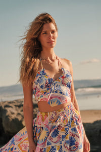 Iconic Ibiza Tile-Print Cropped Tie-Back Halter Top - ShopPromesa