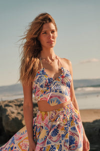 Iconic Ibiza Tile-Print Cropped Tie-Back Halter Top - ShopPromesa