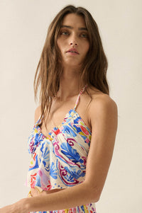 Iconic Ibiza Tile-Print Cropped Tie-Back Halter Top - ShopPromesa