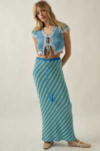 Summer Love Striped Crochet-Knit Tie-Front Top - ShopPromesa