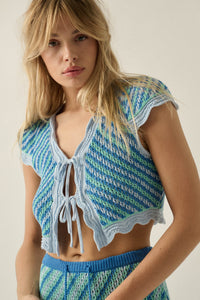 Summer Love Striped Crochet-Knit Tie-Front Top - ShopPromesa