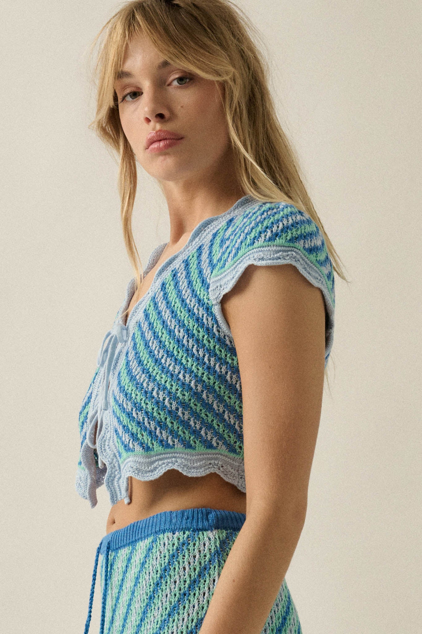 Summer Love Striped Crochet-Knit Tie-Front Top - ShopPromesa