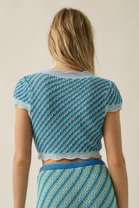 Summer Love Striped Crochet-Knit Tie-Front Top - ShopPromesa