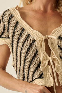 Summer Love Striped Crochet-Knit Tie-Front Top - ShopPromesa