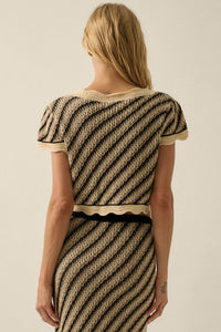 Summer Love Striped Crochet-Knit Tie-Front Top - ShopPromesa