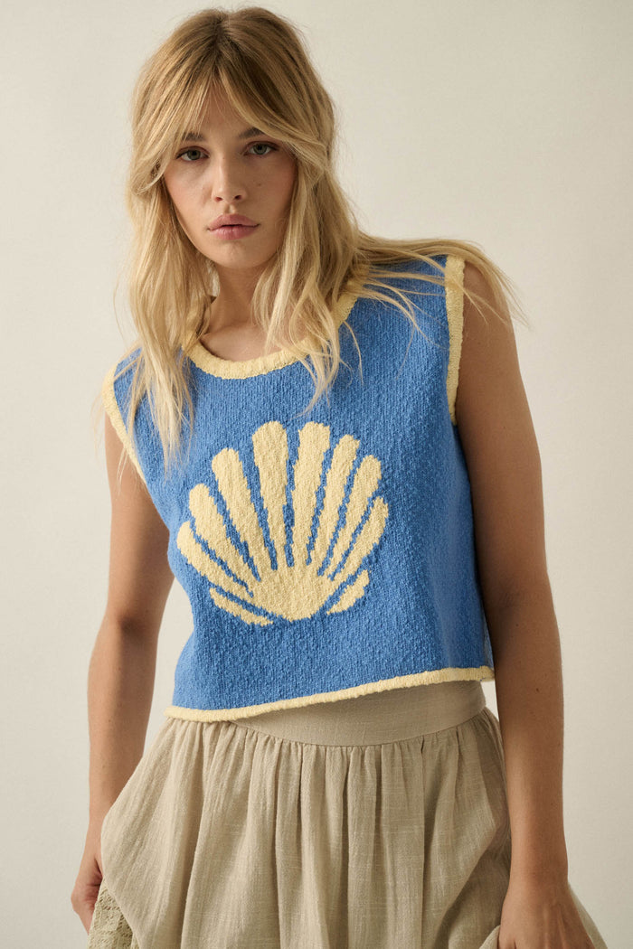 Shell Yeah Textured Jacquard-Knit Sweater Tank Top - ShopPromesa