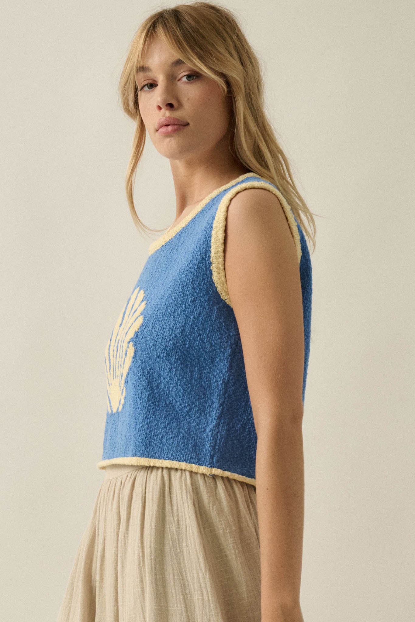 Shell Yeah Textured Jacquard-Knit Sweater Tank Top - ShopPromesa