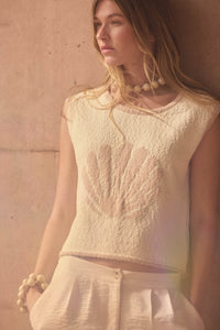 Shell Yeah Textured Jacquard-Knit Sweater Tank Top - ShopPromesa