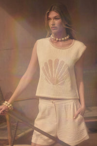 Shell Yeah Textured Jacquard-Knit Sweater Tank Top - ShopPromesa