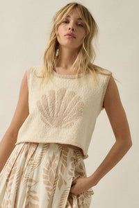 Shell Yeah Textured Jacquard-Knit Sweater Tank Top - ShopPromesa