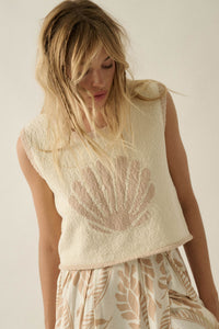 Shell Yeah Textured Jacquard-Knit Sweater Tank Top - ShopPromesa