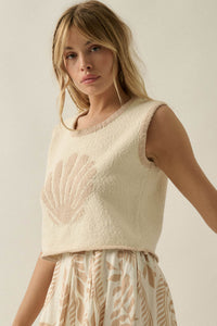 Shell Yeah Textured Jacquard-Knit Sweater Tank Top - ShopPromesa