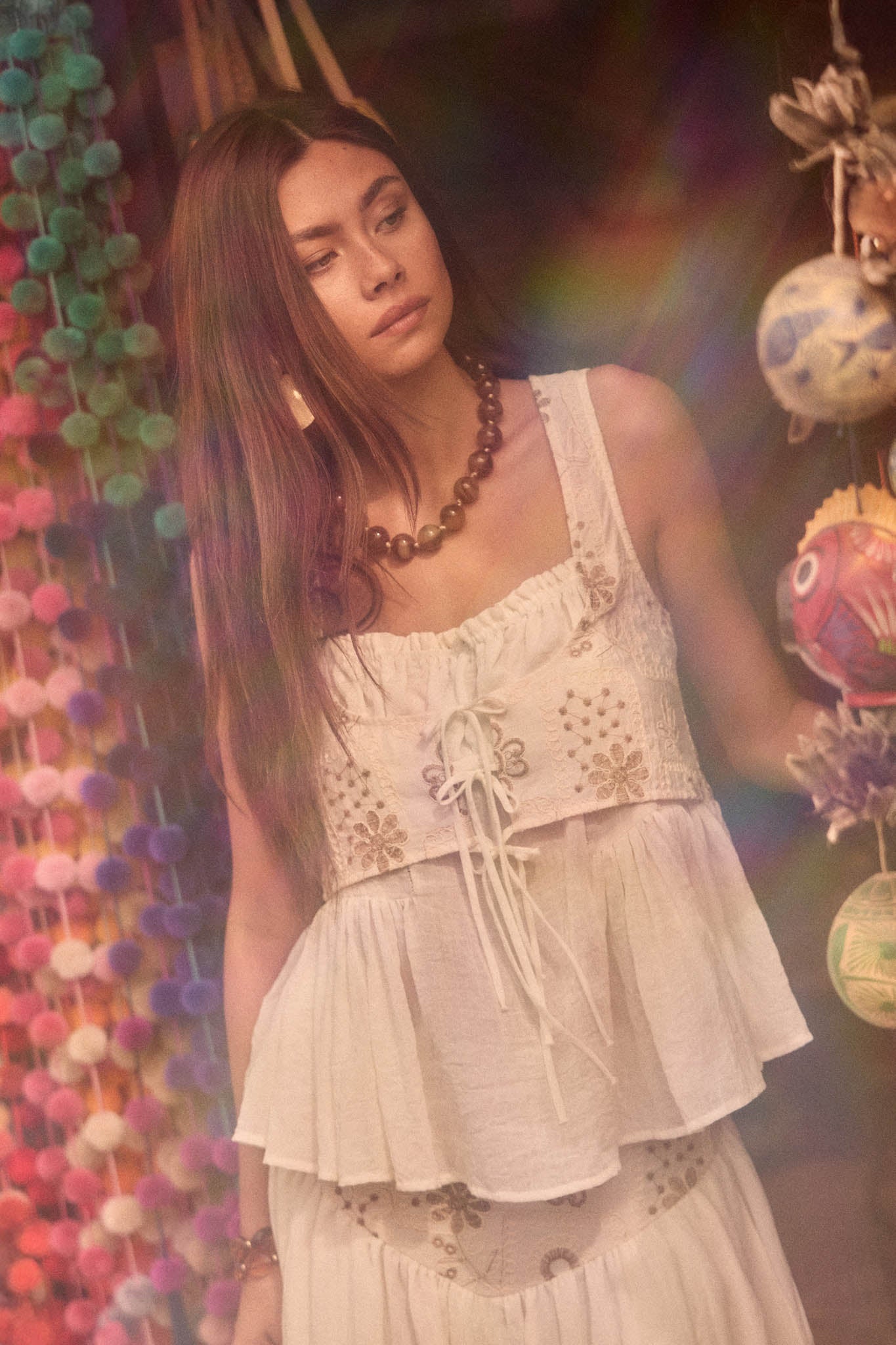 Cottage Garden Floral-Embroidered Peasant Tank Top - ShopPromesa