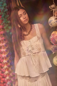 Cottage Garden Floral-Embroidered Peasant Tank Top - ShopPromesa
