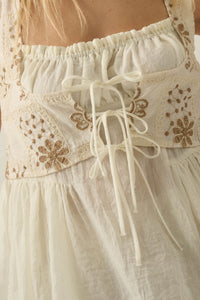 Cottage Garden Floral-Embroidered Peasant Tank Top - ShopPromesa