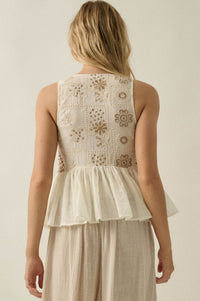 Cottage Garden Floral-Embroidered Peasant Tank Top - ShopPromesa