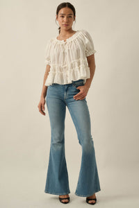 Precious Days Tonal Stripe Ruffle Babydoll Top - ShopPromesa