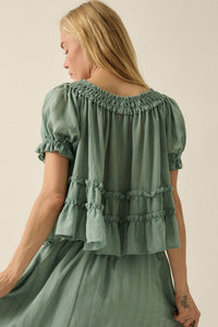 Precious Days Tonal Stripe Ruffle Babydoll Top - ShopPromesa