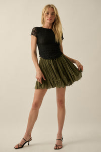 Kissing Booth Floral Lace Fitted Baby Tee - ShopPromesa