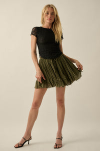 Kissing Booth Floral Lace Fitted Baby Tee - ShopPromesa