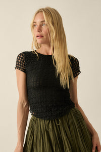 Kissing Booth Floral Lace Fitted Baby Tee - ShopPromesa